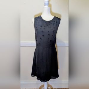 H&M Sleeveless Little Black Dress, Cute Black Decorative Flowers on Bust